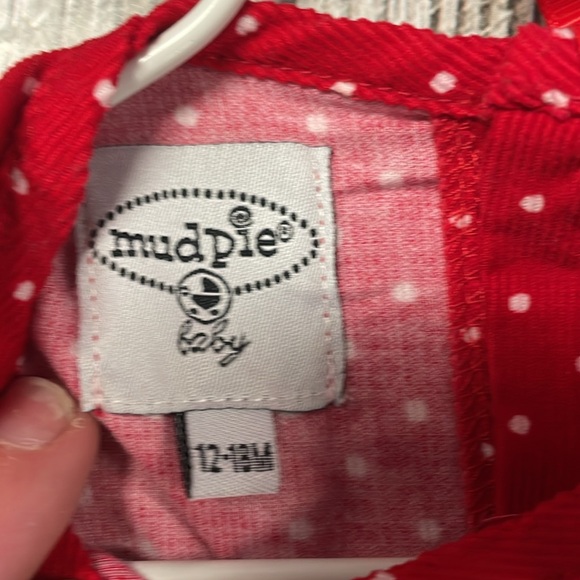 NWT Mudpie Red and White Polka Dot Embroidered Tiered Ruffle Corduroy Dress - Picture 4 of 5